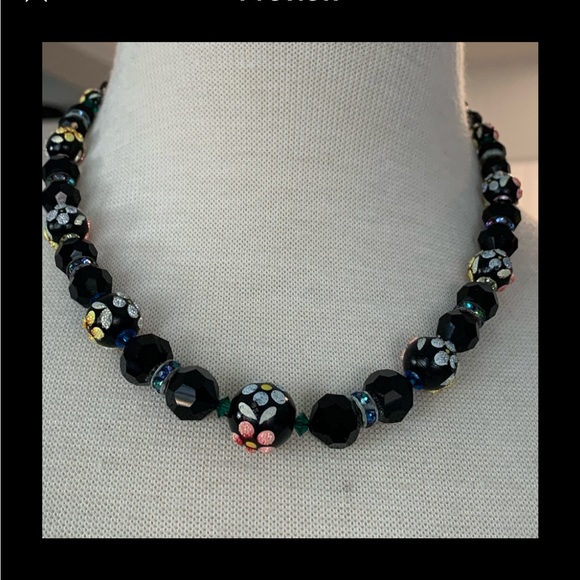 Vintage handpainted Austrian Chrystal necklace - Picture 2 of 7